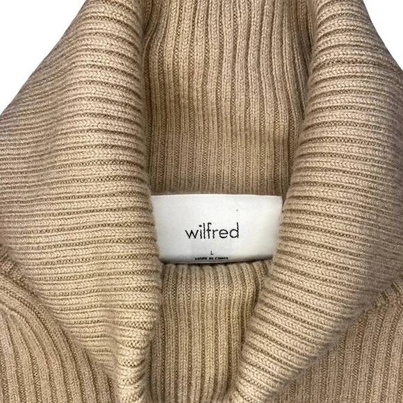 Aritzia Wilfred Rebecca Cropped Turtleneck | Beige | Size L - Picture 2 of 9